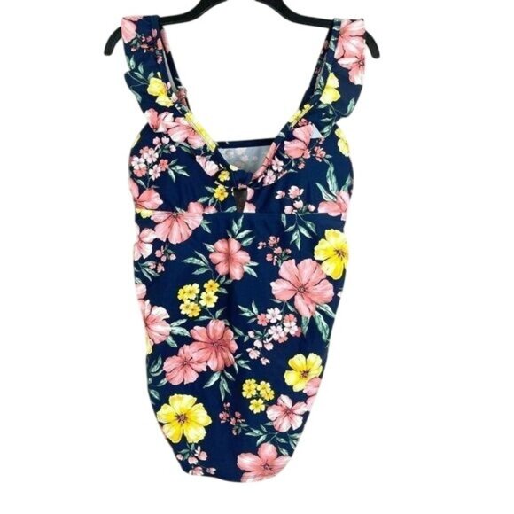 𝅺Isabel Maternity by Ingrid Floral Print Peephole Tankini Top Size L - Picture 3 of 7